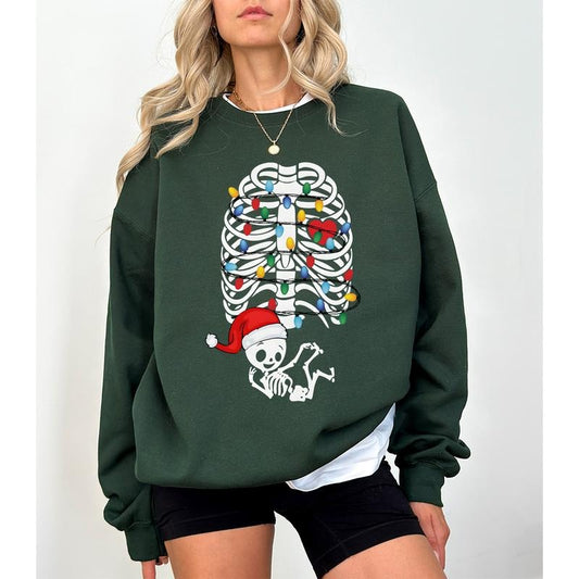 Christmas Pregnancy Announcement Sweatshirt, Maternity Christmas Sweater, Skeleton Pregnancy Reveal Expecting Mom To Be, Christmas Pregnancy Sweatshirt, Baby Announcement Christmas