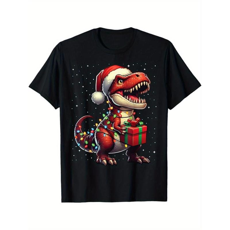 Christmas Printed, Men's Cotton T-shirt, Graphic Tee Men's Xmas Outdoor Clothes, Men's Clothing, Casual Short Sleeve Crew Neck T-shirt, Tops For Men, Gift For Men made in usa