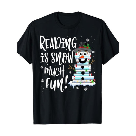 Christmas Reading Tee Snowman Book Tee Book Lover Reader Tee T-Shirt - 220g made in usa