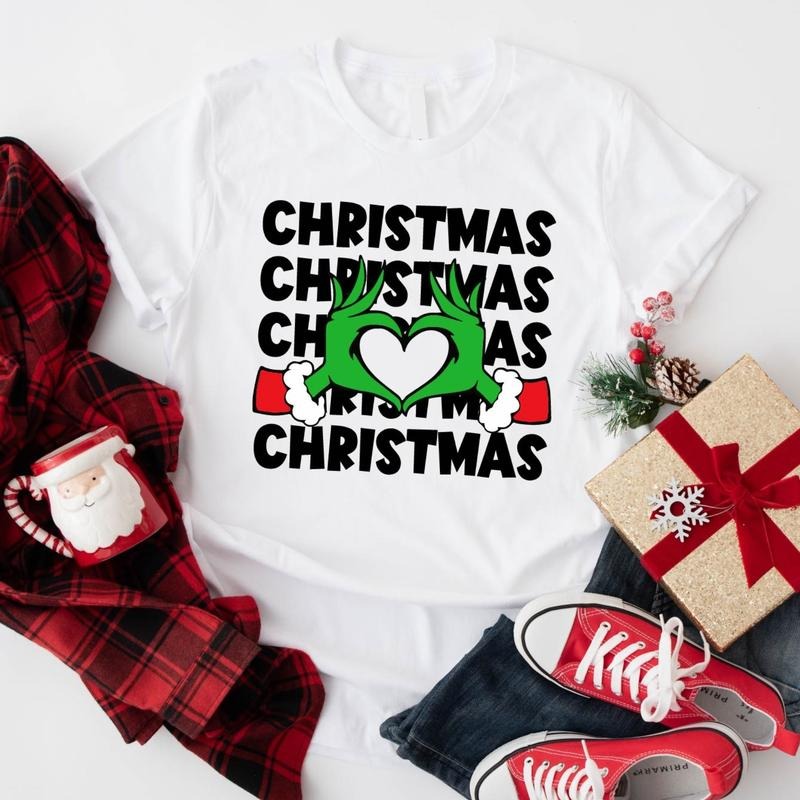 Christmas Shirt, Heart Hands X-mas T-Shirt, Matching Family Christmas Tee, Funny Christmas Gift Tee, Holiday Vibes Winter Tee.