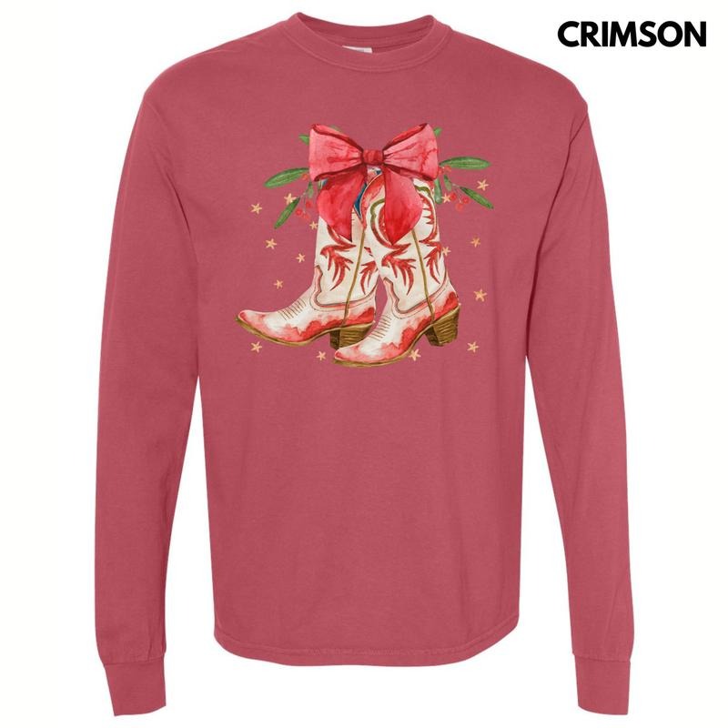 Christmas Time Boots Long Sleeve Comfort Colors T-Shirt 'NLB'