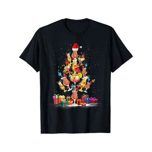 Christmas Tree Print Men's Cotton T-shirt, Graphic Tee Men's Xmas Outdoor Clothes, Men's Clothing, Casual Short Sleeve Crew Neck T-shirt, Tops For Men, Gift For Men made in usastyle{n002}15