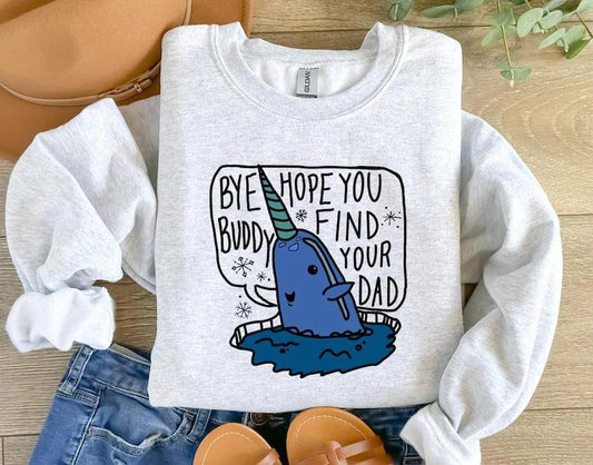 Christmas Whale Ugly Crewneck Sweatshirt, Holiday Sweater Apparel Funny Christmas Giftable, Find Your Dad, Ugly Christmas Gift