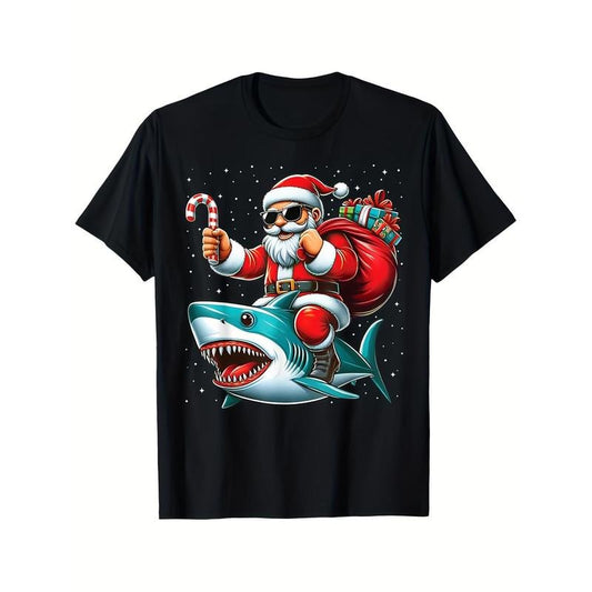 Christmas printed men's cotton T-shirt, Graphic T-shirt Men's Christmas outdoor wear, men's clothing, casual short sleeve crewneck T-shirt, men's top, men's gift 100% cotton Made in USA