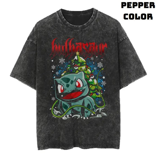 Christmasaur Vintage Graphic Tees, Bulbasaur T-Shirt, Pokemon Christmas Shirts, Pokemon Stuff, Unisex Anime Manga Shirt Top Menswear Womenswear