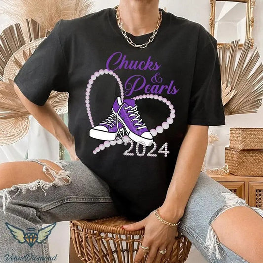 Chucks & Pearls 2024 Shirt ,Harrls WaIz 2024 Shirt, Retro Harrls WaIz Shirt, Harrls For President Shirt, V0te for Harrls WaIz - Unisex And Inclusive - Multiple Colorways - Full Size Range
