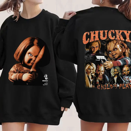 Chucky Movie Lovers Tshirt Chylds Play Chucky Halloween Character Fan Gift, Spooky Season Party Shirt Cotton Menswear Cotton Menswear