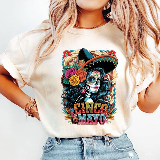 Cinco De Mayo Girls Women Mexican Fiesta Party 5 De Mayo Shirt, Casual Short Sleeve Crew Neck T-shirt for Summer, Graphic Tees Women