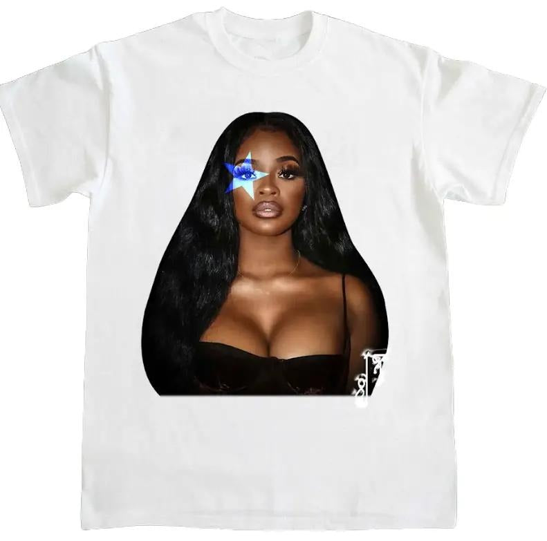 City Girl T-Shirt JT Hip Hop Graphic Star Tee Cotton Fabric Top Womenswear