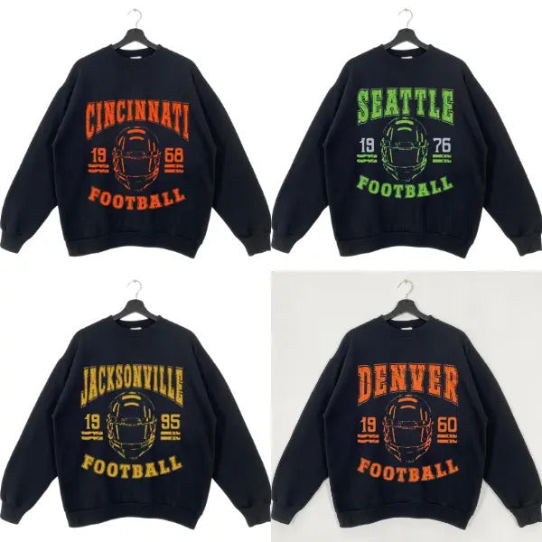 Classic Black Football Sweatshirt - Retro Style for All Team Fans