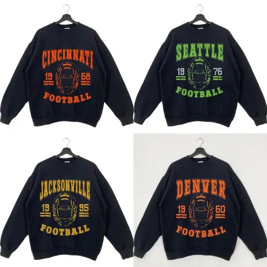 Classic Black Football Sweatshirt - Retro Style for All Team Fans