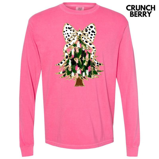 Classic Brushstroke Christmas Tree Long Sleeve Comfort Colors T-Shirt 'NLB'