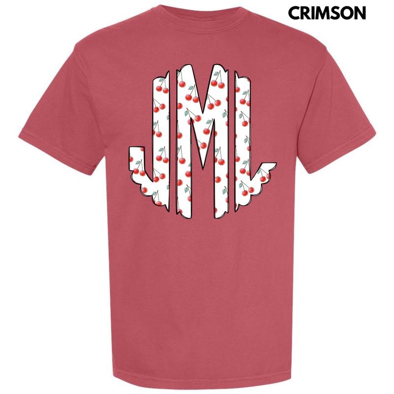 Classic Cherries Monogram Comfort Colors T-Shirt 'NLB'