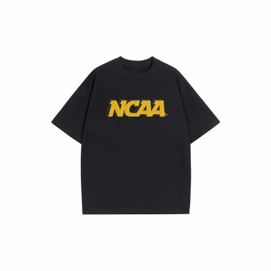 Classic Pure Cotton Sports American Simple Style Letter Print Drop Shoulder Bottoming round Neck Short Sleeve T-shirt