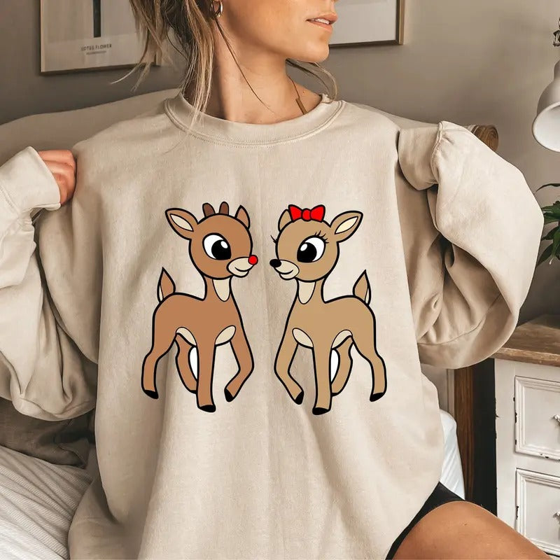 Classic Rudolph and Clarice Sweatshirt, Merry Christmas, Holiday Outfit, christmas TV Movie Shirt, Rudolph the Red Nosed Reindeer Sweatshirt, Rudolph the Red-nose Reindeer Sweatshirt, merry christmas 90s Movies Crewneck Shirt, Christmas Shirt for Movies