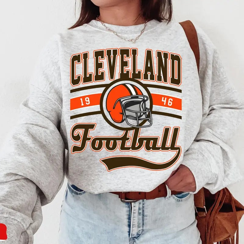 Cleveland Football Crewneck Sweatshirt ,Sweater ,Cleveland Sweatshirt ,Cleveland Game Day, Cleveland Fan Gifts ,Sunday Football ,Game Day ,Basic Sweater ,Trendy ,Cute ,Street ,Streetwear ,Unisex ,Underwear ,Pullover ,Crewneck ,Trending ,Casual ,Simple