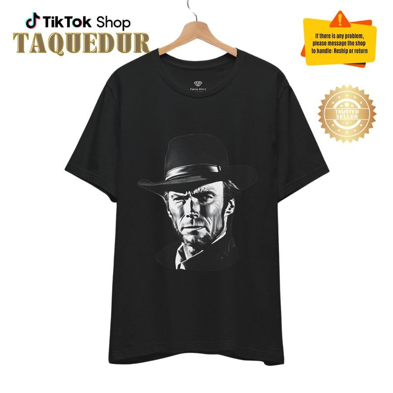 Clint Eastwood Tshirt, Vintage Actor Tee, Movie Star Shirt, Film Fan Gift, Western Icon Top, Unisex Jersey Short Sleeve Tee, Vintage T-Shirt