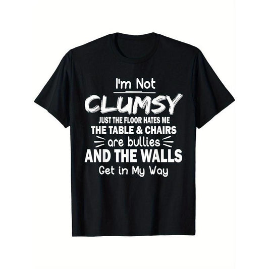 Clumsy Chic Graphic Tee - Men's Short Sleeve T-Shirt - Comfy Stretchy Trendy Tees for Summer, Casual Daily Style Fashion Clothing with Humorous Design Made in USA