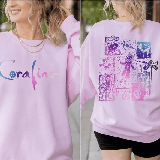 Co.rraline Dreaming Halloween Sweater, Famous Spooky Movie Halloween Shirt, Halloween Co.ralinee Tee, Spooky Co.raline Doll Button Eyes Sweatshirt, Vintage Coralinee Film Hoodie, Gift for Her
