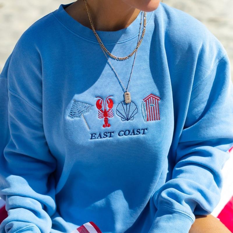 Coastal Classic 'East Coast' Embroidered Cozy Crew