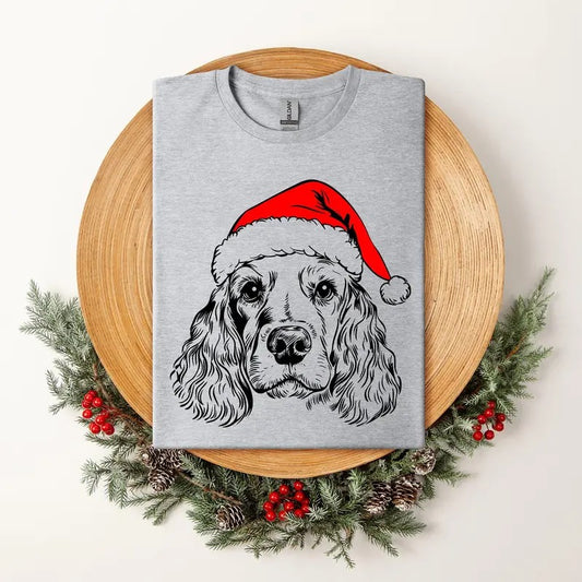 Cocker Spaniel, Santa, Dog, Christmas, Dog Lover, Pet T-Shirt, Soft Style Tee, Women's Graphic Tshirt