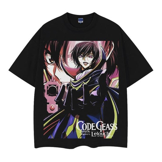 Code Geass "Lelouch's Advance" Vintage Oversized Tee Anime T-shirt 100% Cotton Original Design Men's Top Streetwear Casual Menswear Tshirt