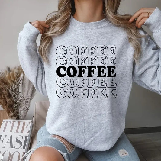 Coffee Crewneck Sweatshirt Comfortable Casual Breathable Fabric