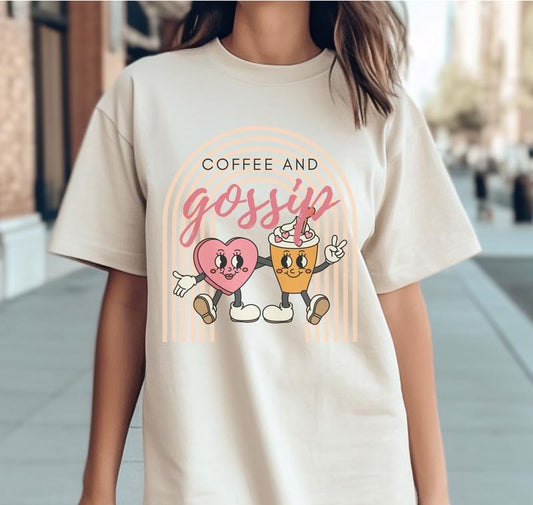 Coffee Gossip T-Shirt Coffee Lover Tshirt Love Coffee Tee Gossip Funny Shirt Soft Print T-Shirt Sublimation Print Tshirt Casual Comfortable