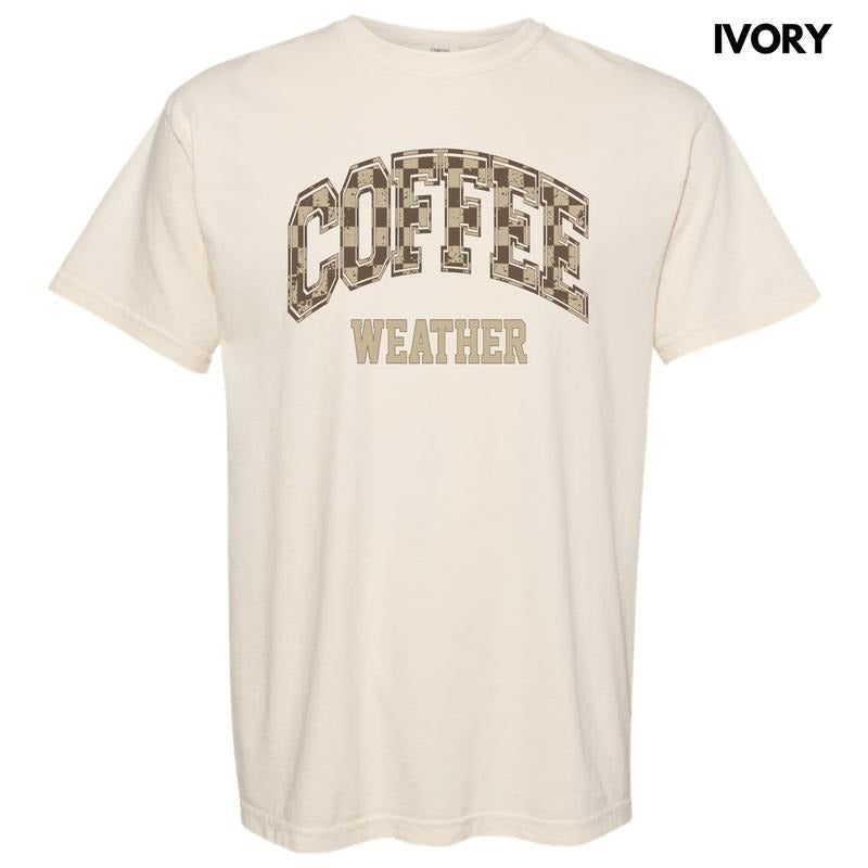 Coffee Weather Checkered Comfort Colors T-Shirt 'NLB'