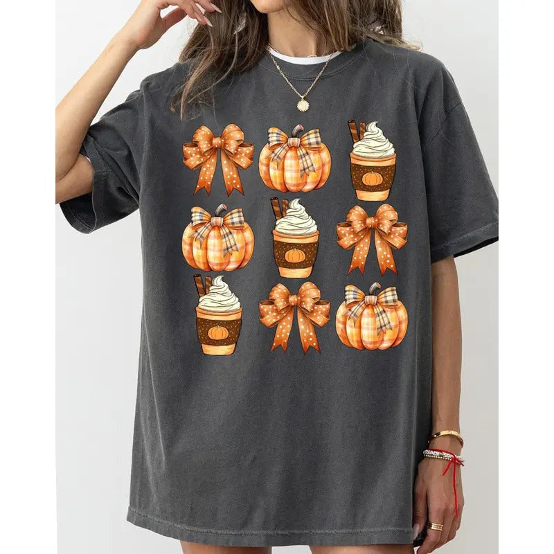 Coffee, Pumpkin, Bow, Western, Witch, Aesthetic, Meme, Halloween, Costume, Tshirt, Women's Comfort Colors Tshirt, Halloween Tee, Witch, Spooky, Ghost