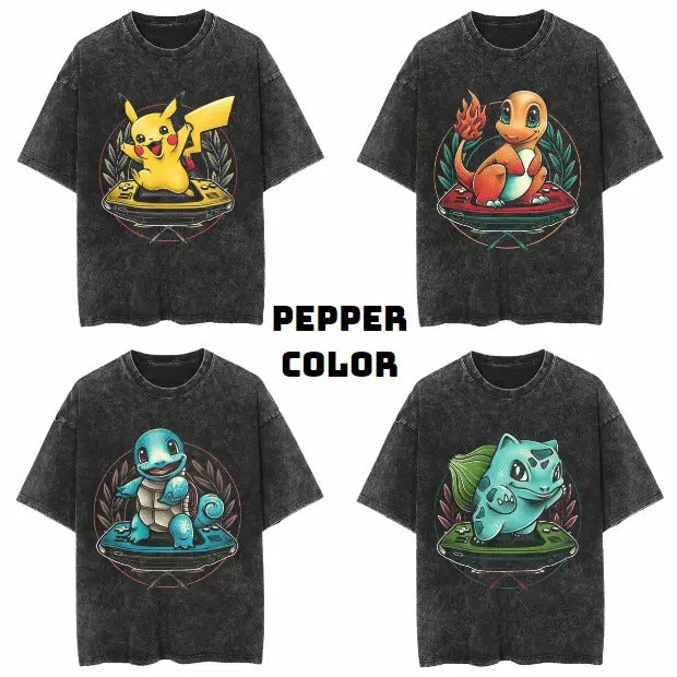 Collection: Gamer Pikachu, Charmander, Squirtle, Bulbasaur Vintage Tee, Pikachu, Charmander, Squirtle, Bulbasaur Shirt, Pokemon Shirt, Vintage Pokemon Anime T-shirt, Anime Manga Shirt, Vintage Graphic Tee, Unisex T-Shirt, Gift For Fan Pokemon Top Menswear