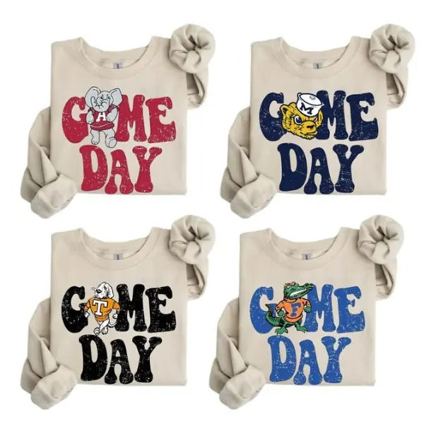 College Mascot Game Day Sweatshirt, Retro NCAA Teams Crewneck