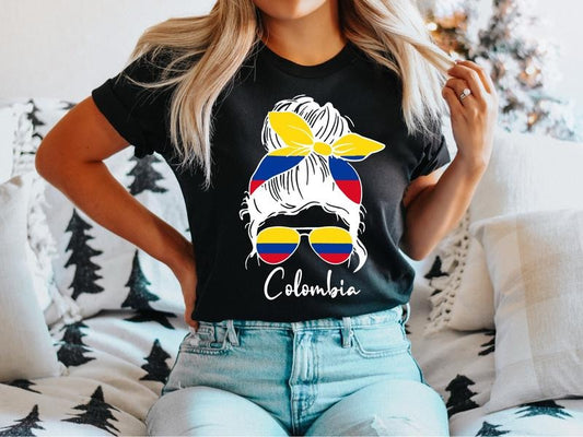 Colombian Mom T-Shirt, Colombia Women Shirt, Colombia Love Tee, Latin Party Tee, Colombian Shirt, Spanish Women Gift T-Shirt, Vacation Short Sleeve.