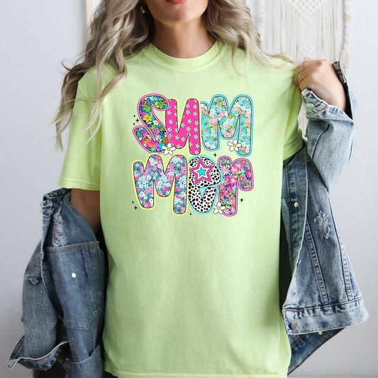 Colorful Summer, Retro, Floral, Comfort Colors T-Shirt, Women's Comfort Colors Tee