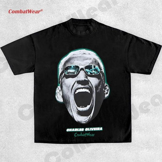 CombatWear Men's UFC Charles Oliveira Oversized T-Shirt, Boxing T-shirt, Fighter Tee, Boxer Shirt, Sports Shirt, Vintage Boxing Tee