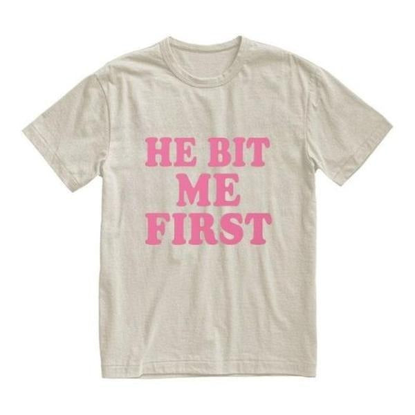 Comfort Color He Bit Me First T-shirt My Gf Bites Tshirt, My Girlfriend Shirt, Funny Gag Gift, Boyfriend Shirt, Boyfriend Gift, Funny Meme, Aesthetic TShirt, Quote Tees