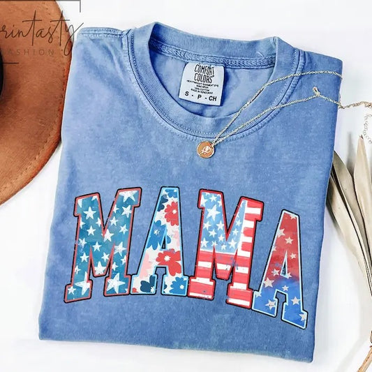 Comfort Colors American Mama tshirt, Mama T-Shirt, Retro Mama America tee, 4th of July Shirt, American Mama, Retro USA Comfort Color Shirt