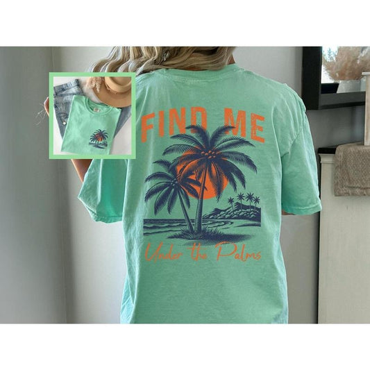 Comfort Colors Beach Summer Tropical T-shirt Back Design Beachwear Island Distressed Vintage Style Graphic Top Travel Vacation Sunset Shirt