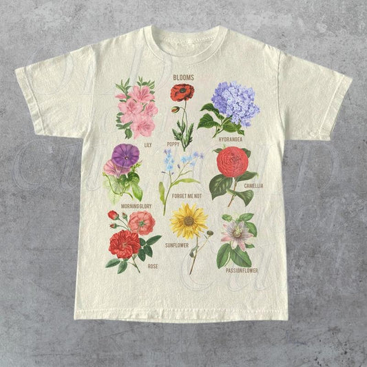 Comfort Colors Blooms Retro Graphic T Shirt, Vintage 90s Flower Shirt, Nostalgia Nature Tee, Cute Unisex Adult Graphic T Shirt, Mom Gifts