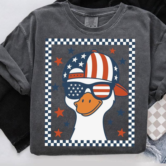 Comfort Colors Boy Goose T-Shirt, Cute Boy Summer T-Shirt, Silly Goose Boy Shirt, 4th of July Boy T-Shirt, Kids Patriotic Shirt