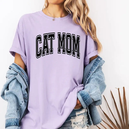 Comfort Colors Cat Mom Custom Colors Tee Shirt for Women - Top, Womenswear