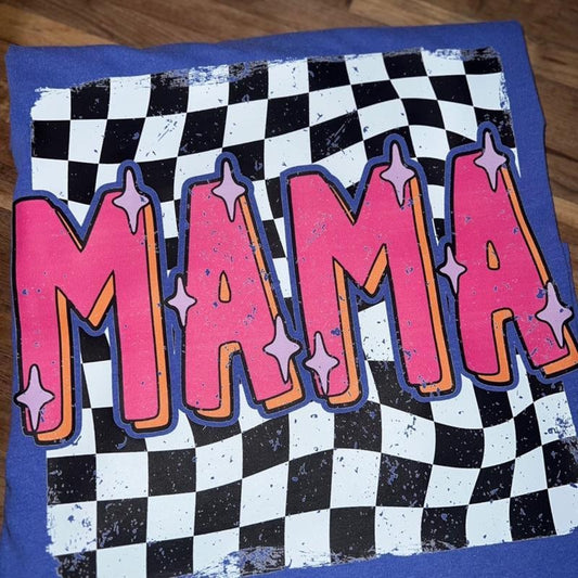 Comfort Colors Checkered Mama Comfort Color Mother's Day T-Shirt Womenswear Fashion Tops Streetwear Summer