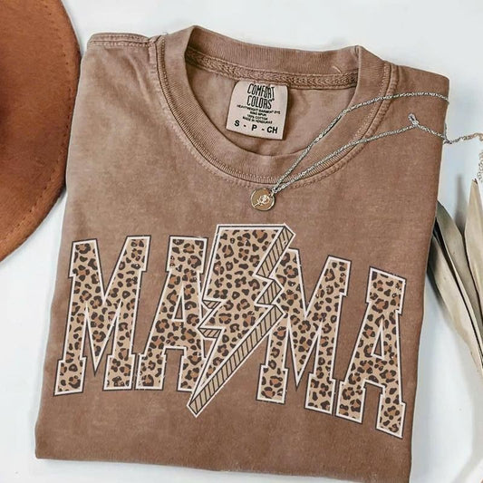 Comfort Colors Checkered Mama Lightning Bolt T-shirt, Gift For Mom, Retro Mom Tee, Mother's Day Gift, Vintage Checkered Mama T-shirt, Varsity Mom T-shirt