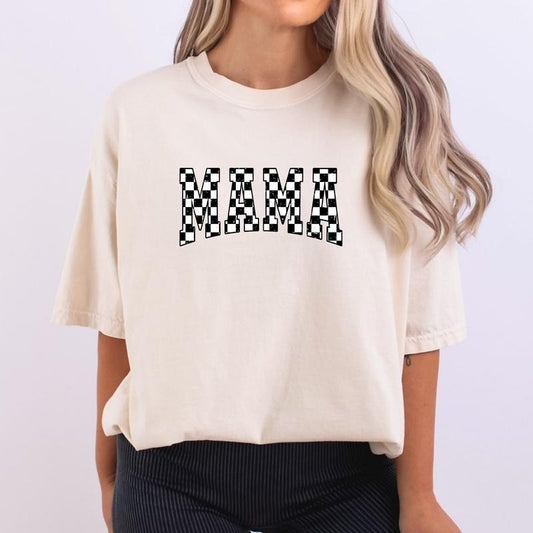 Comfort Colors Checkered Mama Shirt Gift for Mom, Retro Mom Tee, Mother's Day Gift, Vintage Checkered Mama Tshirt, Varsity Mom T-shirt