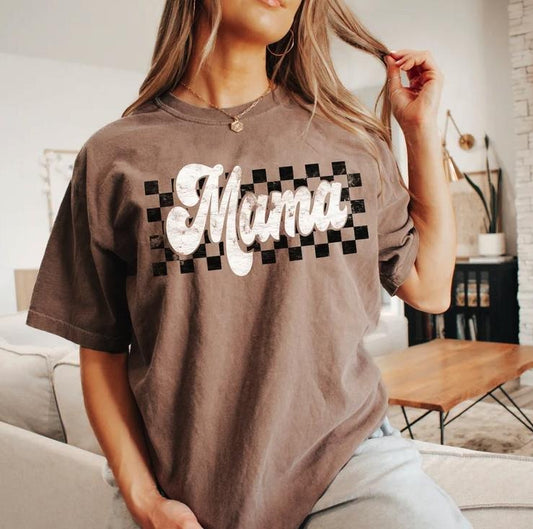 Comfort Colors Checkers Mama T-Shirt, Retro Mama Shirt, Vintage Mama Tee, Motherhood Tshirt, Mothers Day Gift
