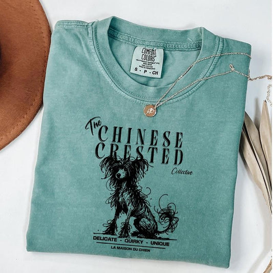 Comfort Colors Chinese Crested T-Shirt, Elegant Standard Chinese Crested Tee, Ink Sketch Poodle Shirt, Vintage Pet Graphic Tee, Proud Dog Owner Gift