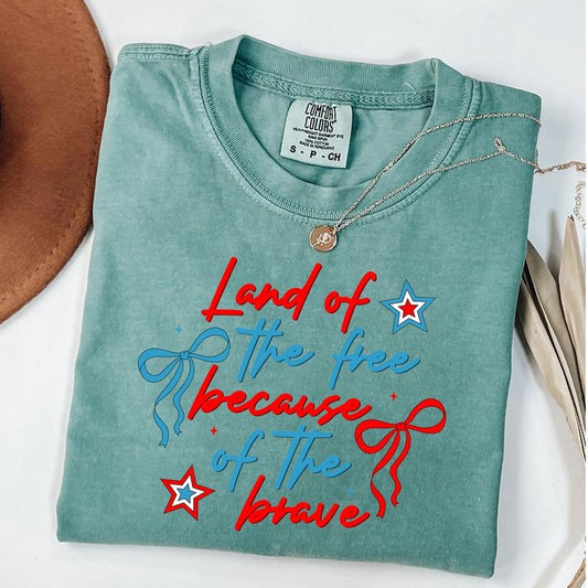 Comfort Colors Coquette America Land Of The Free Because Of The Brave Shirt, 4th of July Shirt, Patriotic, USA America Flag, Independence Day Shirt