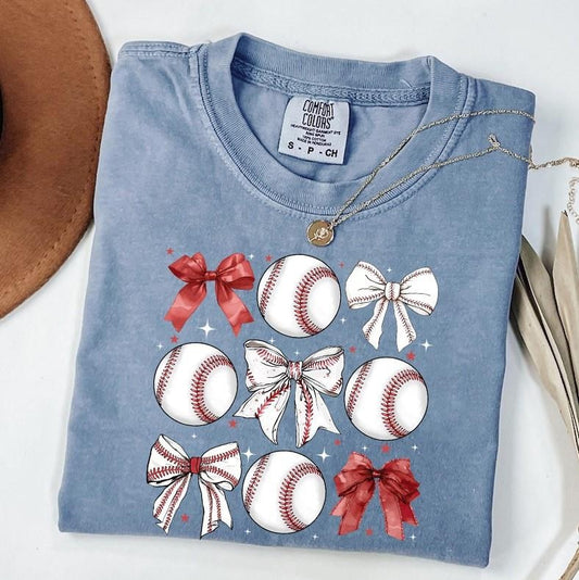 Comfort Colors Coquette Baseball Shirt, Baseball Mom Shirt, Basebal Lover Shirt, Baseball Bow Tee, Mother Day Shirt