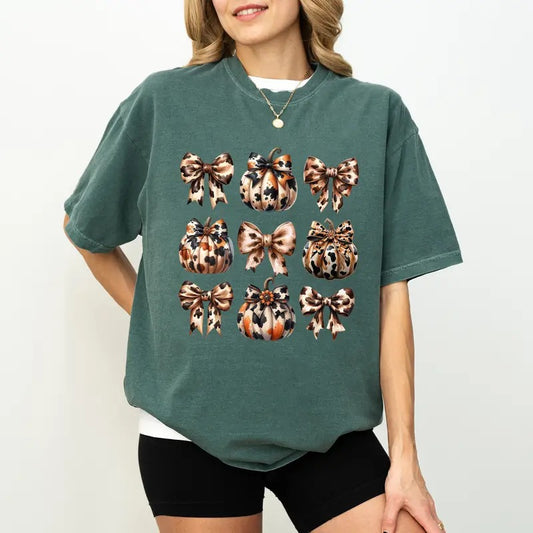 Comfort Colors Coquette Cowhide Fall Shirt, Coquette Fall Vibes Graphic Printed Tee, Coquette Cowhide Pumpkins Unhinged Shirt, Coquette Cowhide Bows Shirt, Cowhide Autumn T-shirt, Cowhide Lovers Shirt, Womenswear, Cotton Fabric Relaxed Fit Chic Style