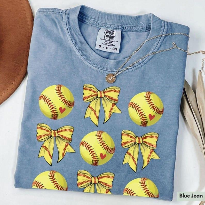 Comfort Colors Coquette Softball Shirt, Cute Softball Shirt, Womens Softball Tee, Softball Lover Shirt, Softball Season, Softball Mom Shirt
